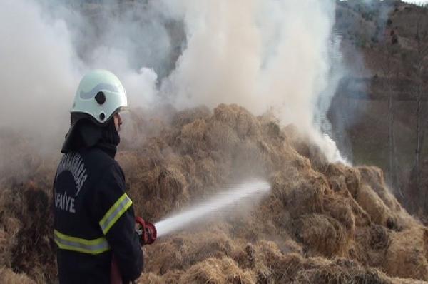 Kahramanmaraş'ta ahır yangınında 500 ton yem kül oldu
