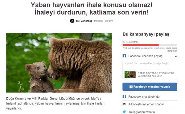 Av turizmine karşı 99 bin imza