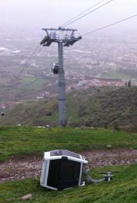 Bergama Antik Kenti'nde teleferik faciası ucuz atlatıldı