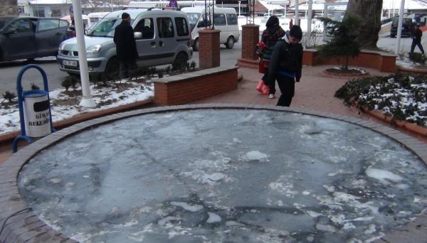 Simav'da soğuk hava dondurdu