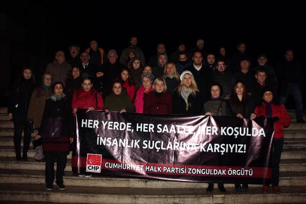 Zonguldak'ta CHP'lilerden 'tecavüz' protestosu