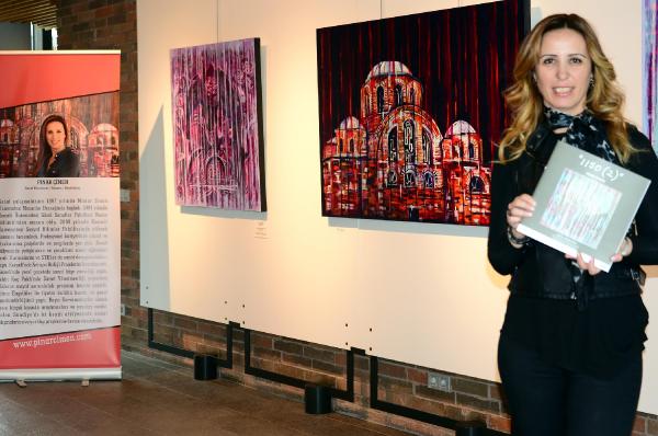 Ressam Pınar Çimen, harabeye dönen kervansarayların feryadını tuvale aktardı