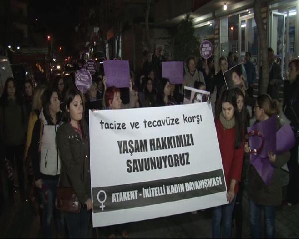 İkitelli'de kadın cinayetlerini protesto eylemi...
