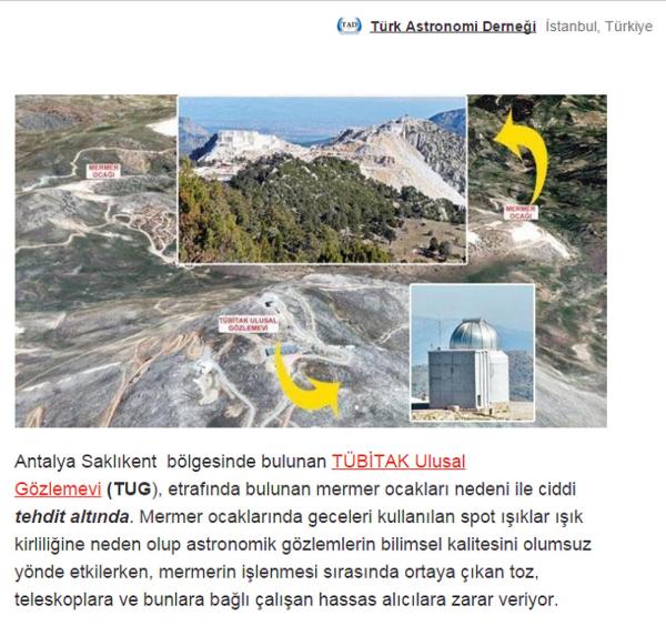 Astronomlar: TÜBİTAK Gözlemevi çevresi korumaya alınsın