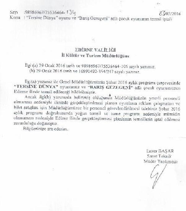 Devlet bilet satacak personel bulamayınca, tiyatro oyunları iptal oldu