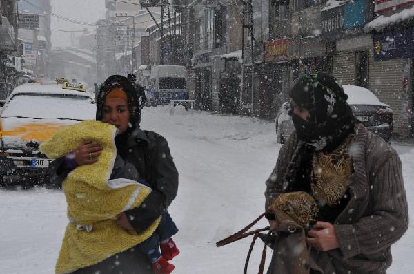 Hakkari'de kar yağışı etkili oluyor (2)