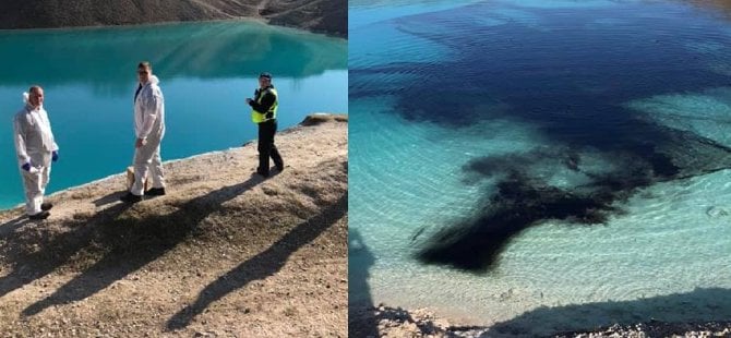 Polis gölü siyaha boyadı