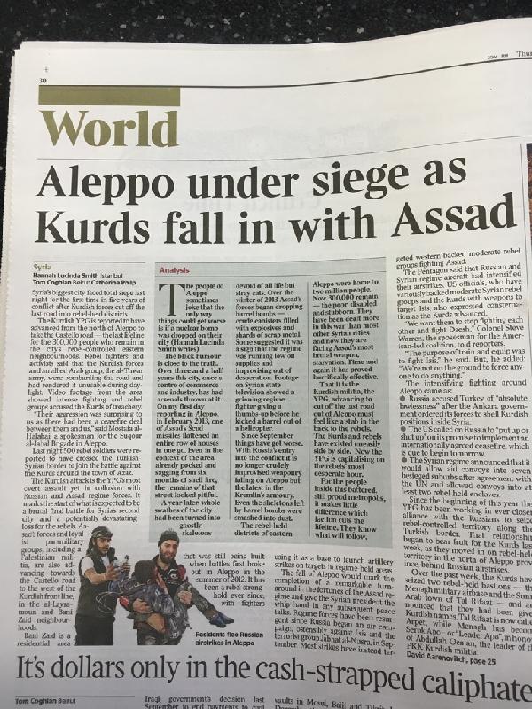 The Times: ABD Suriye’de Kürtlerin ilerleyişi karşısında şaşırdı