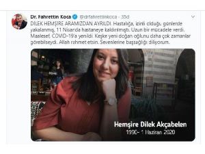sağlık Bakanı Duyurdu: Dilek Hemşire Hayatını Kaybetti