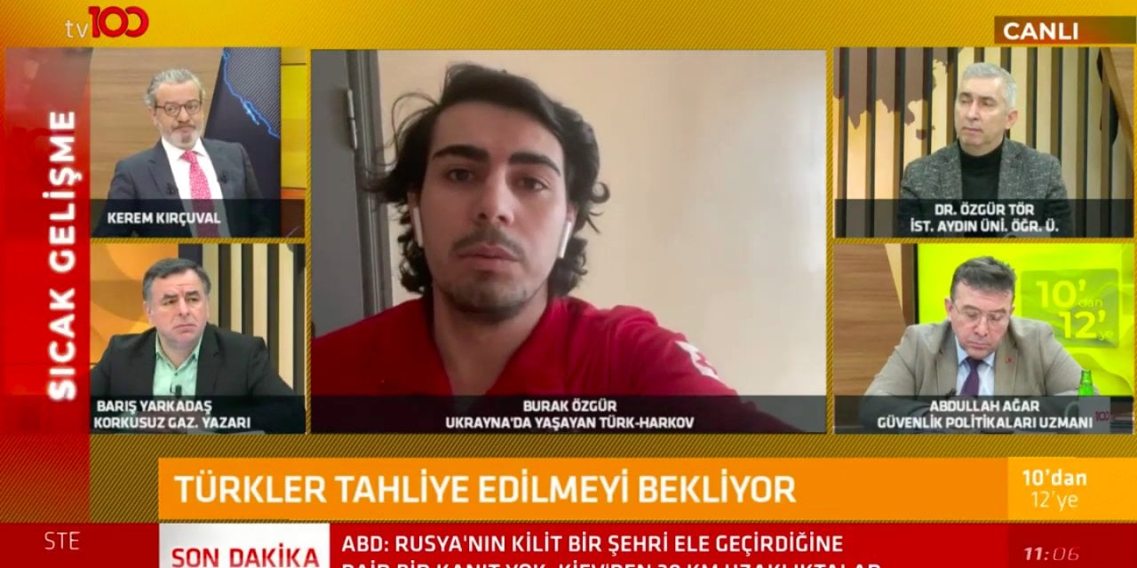 Ukrayna'daki Türk vatandaşı canlı yayındayken bomba düştü