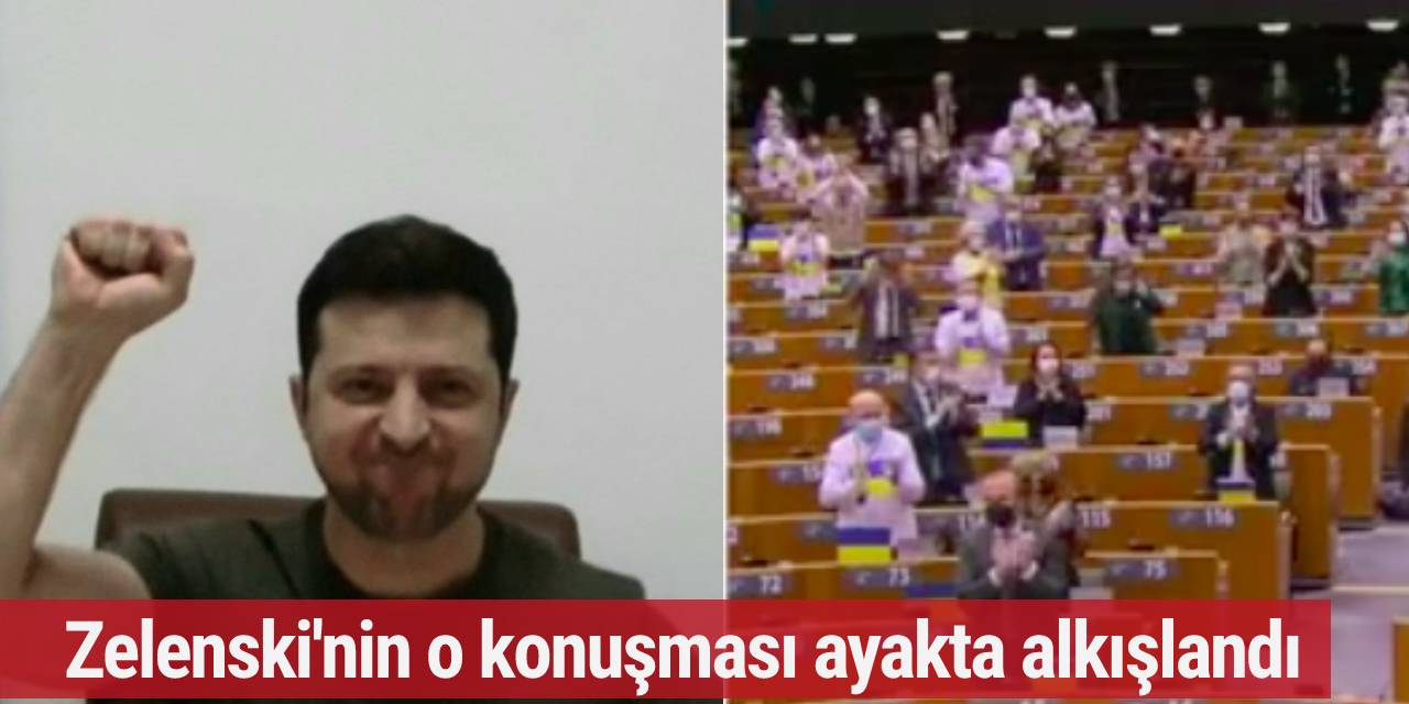 Avrupa Parlamentosu'nda konuşan Zelenski ayakta alkışlandı