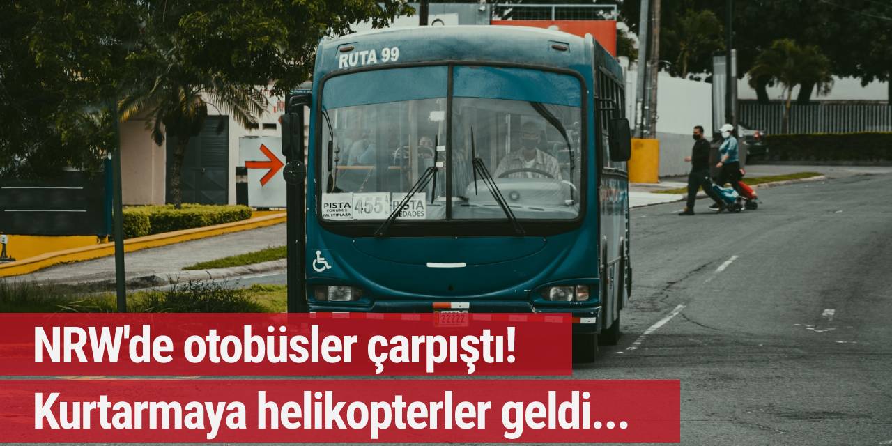 NRW'de otobüsler çarpıştı! Kurtarmaya helikopterler geldi...