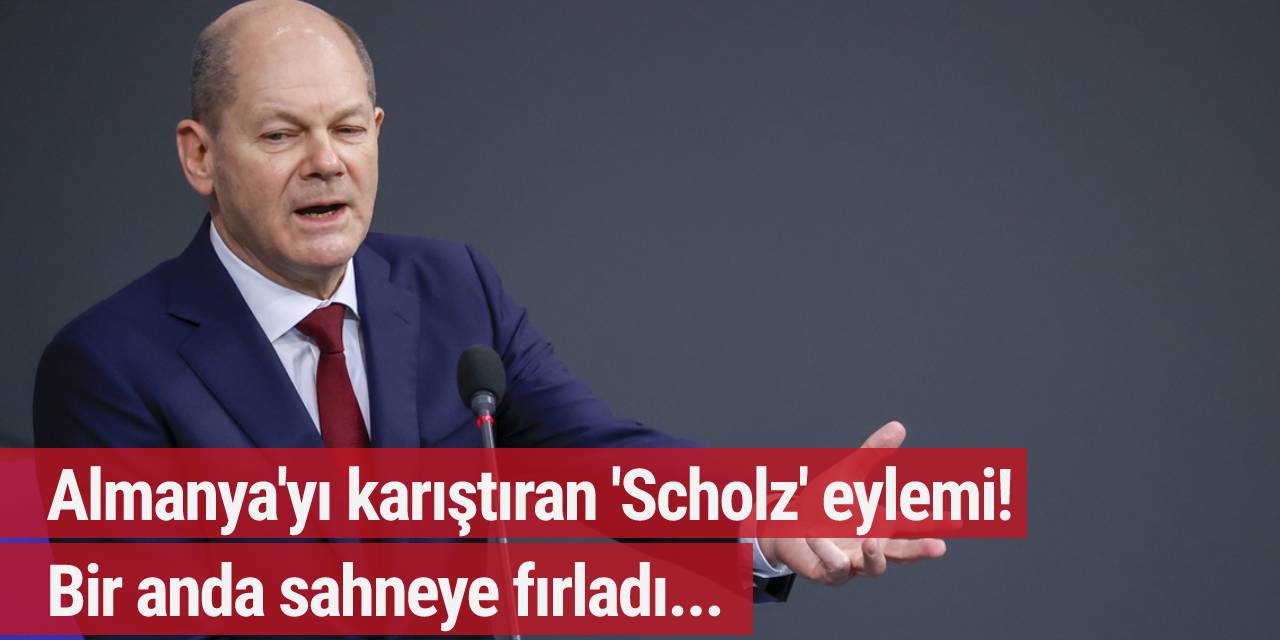 Almanya'yı karıştıran 'Scholz' eylemi! Bir anda sahneye fırladı...