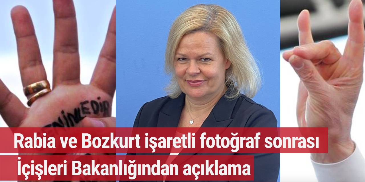 İçişleri Bakanı Faeser'ın Rabia ve Bozkurt işaretli fotoğrafı olay oldu!