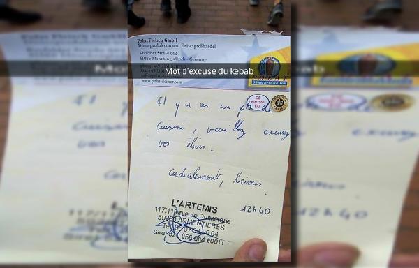 Türk dönerciden 'saygılarımla, öpücükler' notu