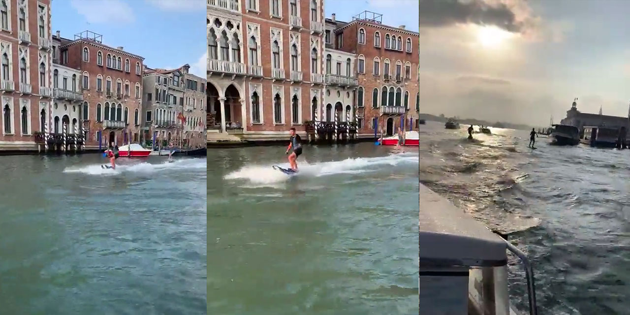 Venedik kanallarında sörf yapan 2 Avustralyalı turiste 1500'er euro ve sınır dışı cezası