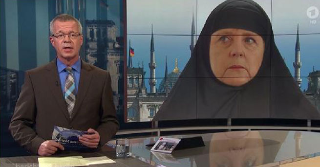 Merkel’e çarşaf giydirdiler