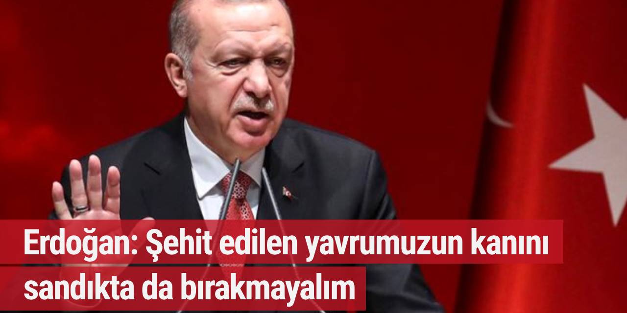Erdoğan: Şehit edilen yavrumuzun kanını sandıkta da bırakmayalım