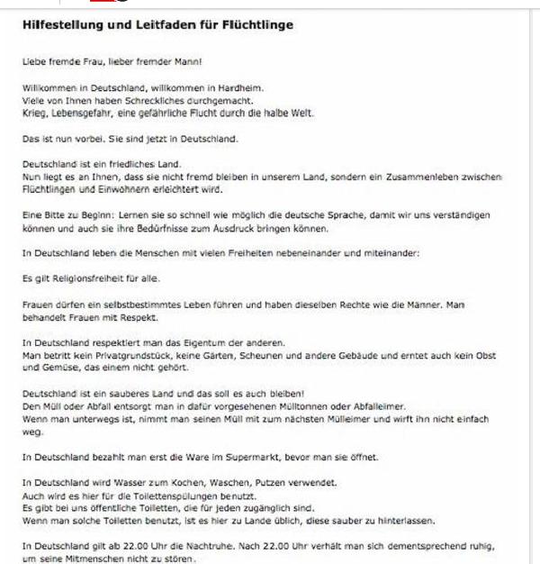 Alman belediyesinden mültecilere görgü kuralları