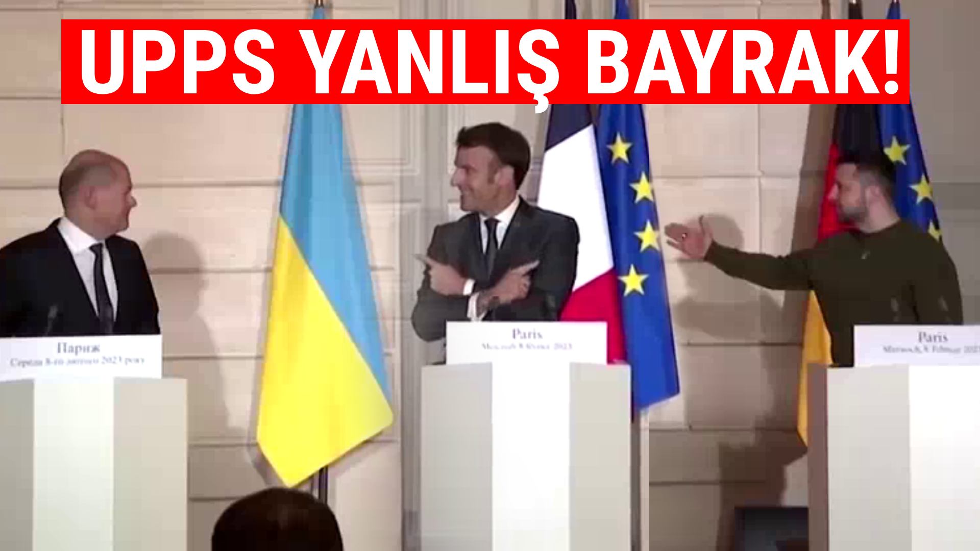 Toplantıda kahkaha tufanı... Zelinsky'den Scholz'a: O bizim bayrağımız sanırım!