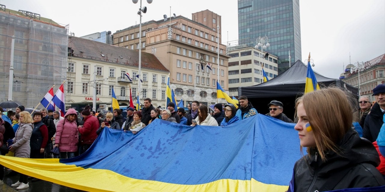Hırvatistan'da Ukrayna'ya destek gösterisi düzenlendi