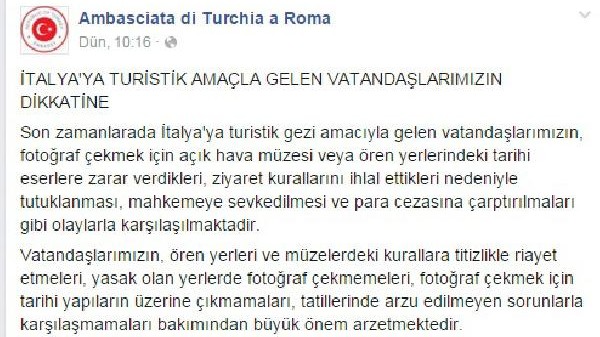 Türk turistlere uyarı: Tarihi eserlere zarar vermeyin