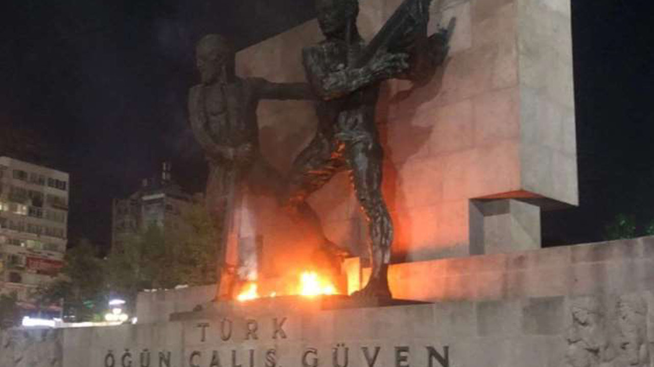 Ankara’da korkutan saldırı: Güvenpark’ta anıtı ateşe verdi