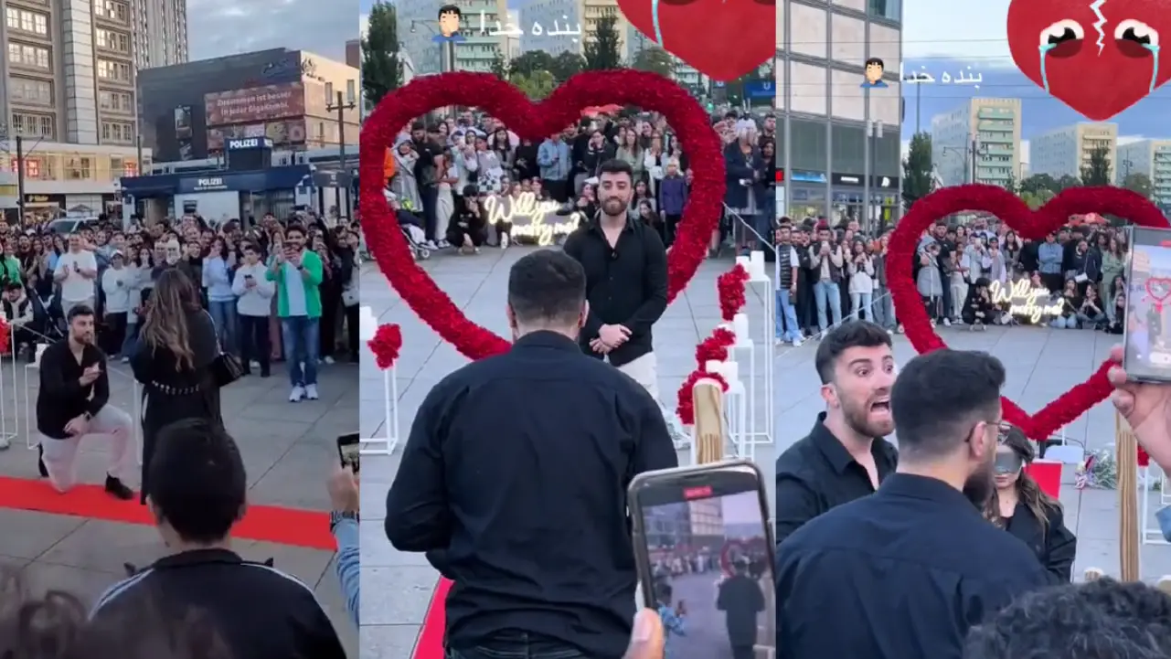 Almanya’nın başkentinde çekilen ‘evlenme teklifi’ görüntüleri herkesi şoka soktu!