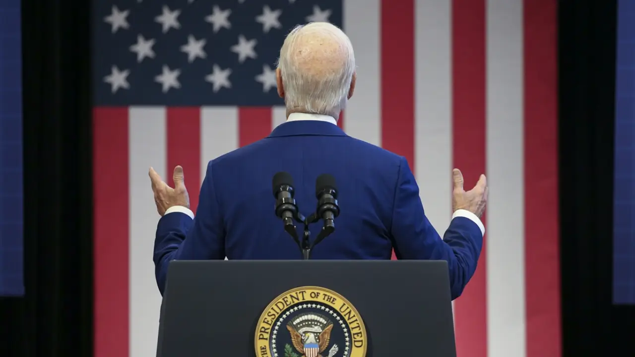 Filistin destekçisi Biden'ın konuşmasını böldü