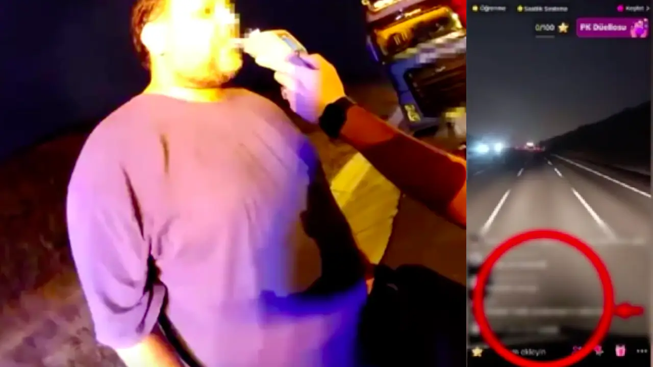 Seyir halinde canlı yayın yapan fenomen kamyoncu fena yakalandı!