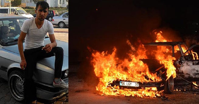 Arabasını yaktı, itfaiyeye söndürdü diye kızdı