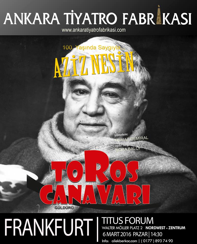 Aziz Nesin tiyatrosu, Frankfurt'a geliyor