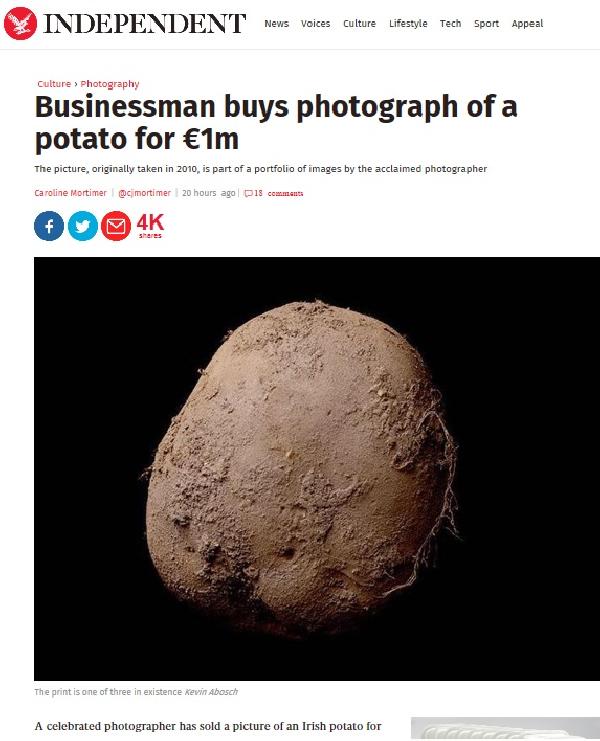 Patates fotoğrafı 1 milyon avroya satıldı