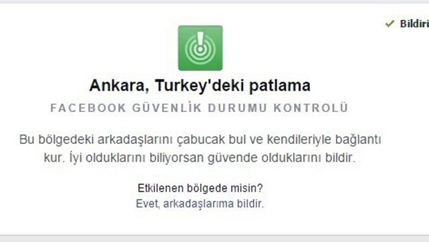 Facebook'tan Ankara'daki kullanıcılara mesaj