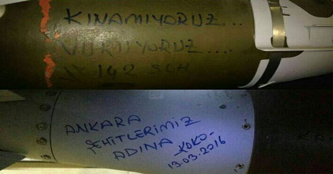 PKK'ya bombaların üzerinden mesaj