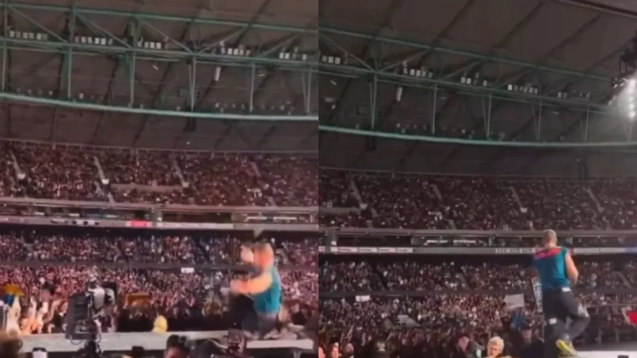 Konser sırasında sahnedeki deliğe düştü