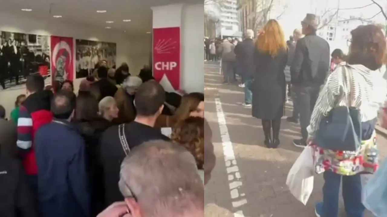 Frankfurt'ta İmamoğlu için metrelerce kuyruk oluştu!