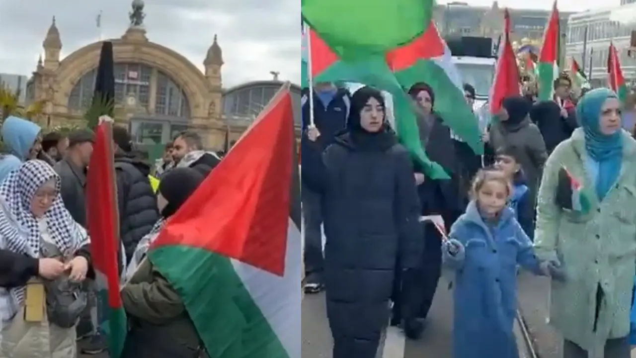 Frankfurt'ta Suriye ve Filistin için yürüyüş: "Merz Merz duy bizi"