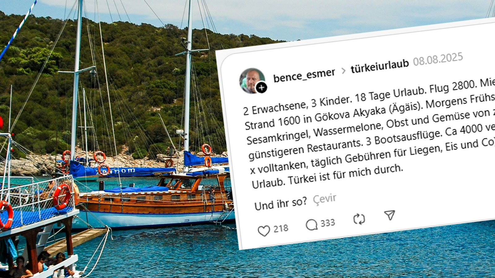 "Türkiye benim için bitti" diyen Alman turist masraflarını tek tek açıkladı