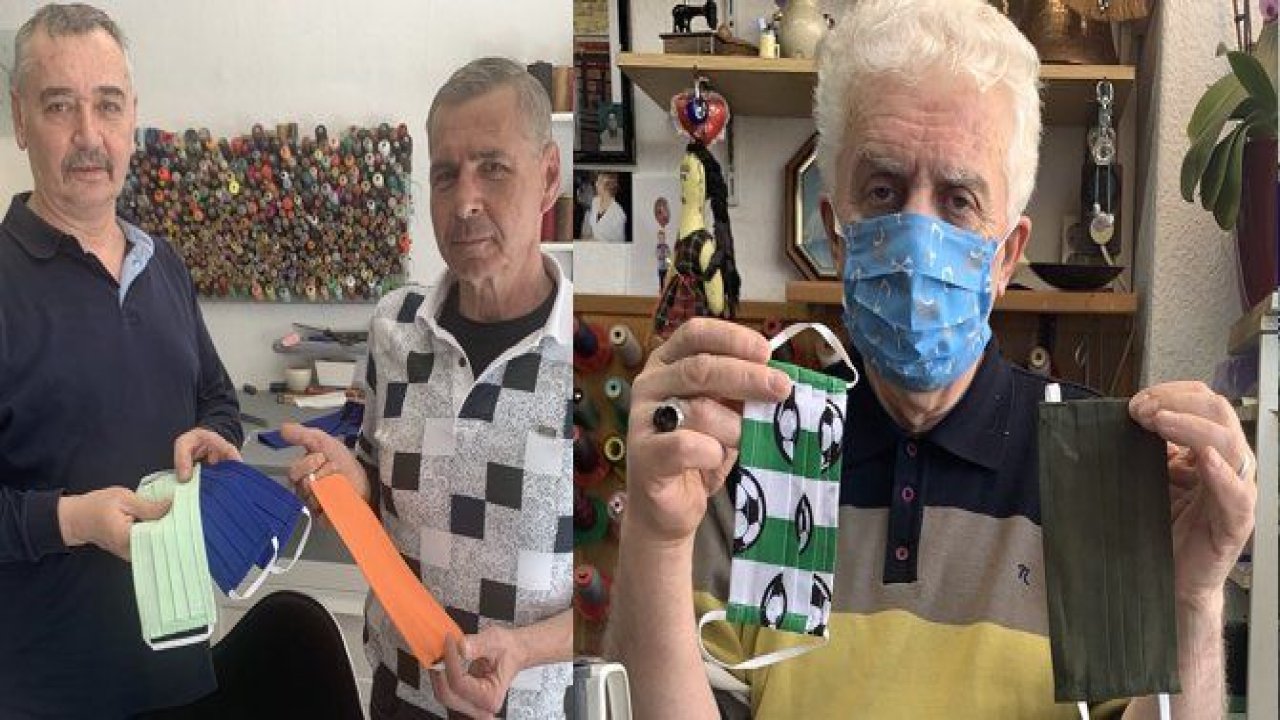 Gurbetçi terziler maske üretimine başladı