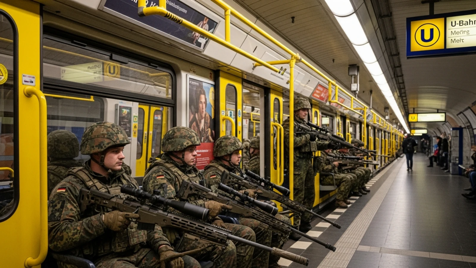 Berlin metrosunda tatbikat: Alman Silahlı Kuvvetleri keskin nişancılarla sahadaydı