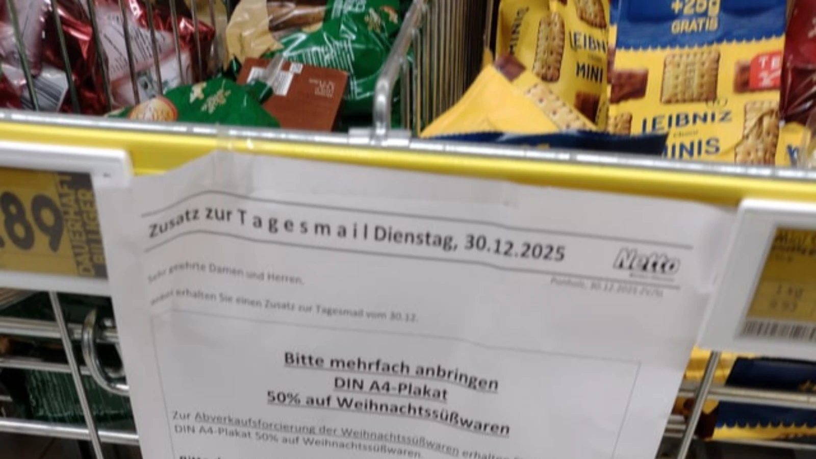 Netto çalışanı iç yazışmayı yazdırıp süpermarkete astı