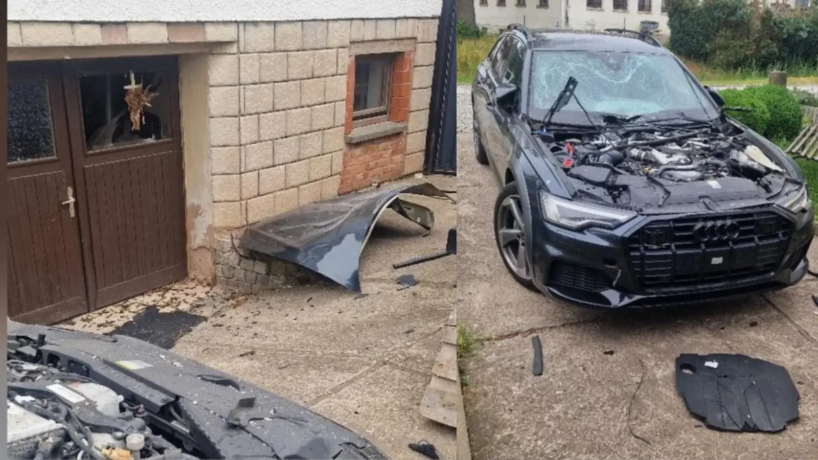 Audi bir havai fişek ile bu hale geldi!