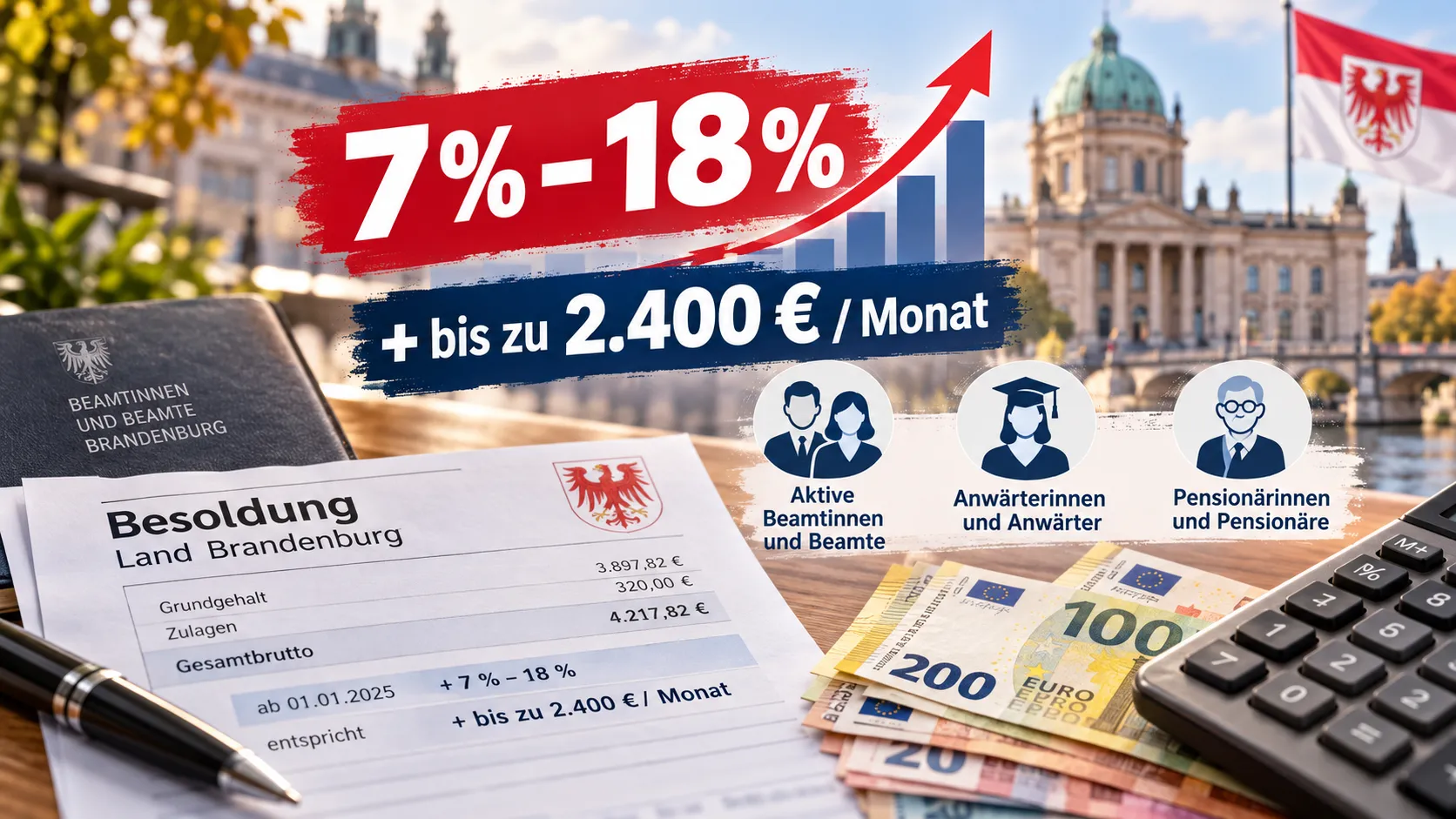 Brandenburg'da memurlara tarihi maaş artışı: Aylık 2.400 Euro'ya kadar zam