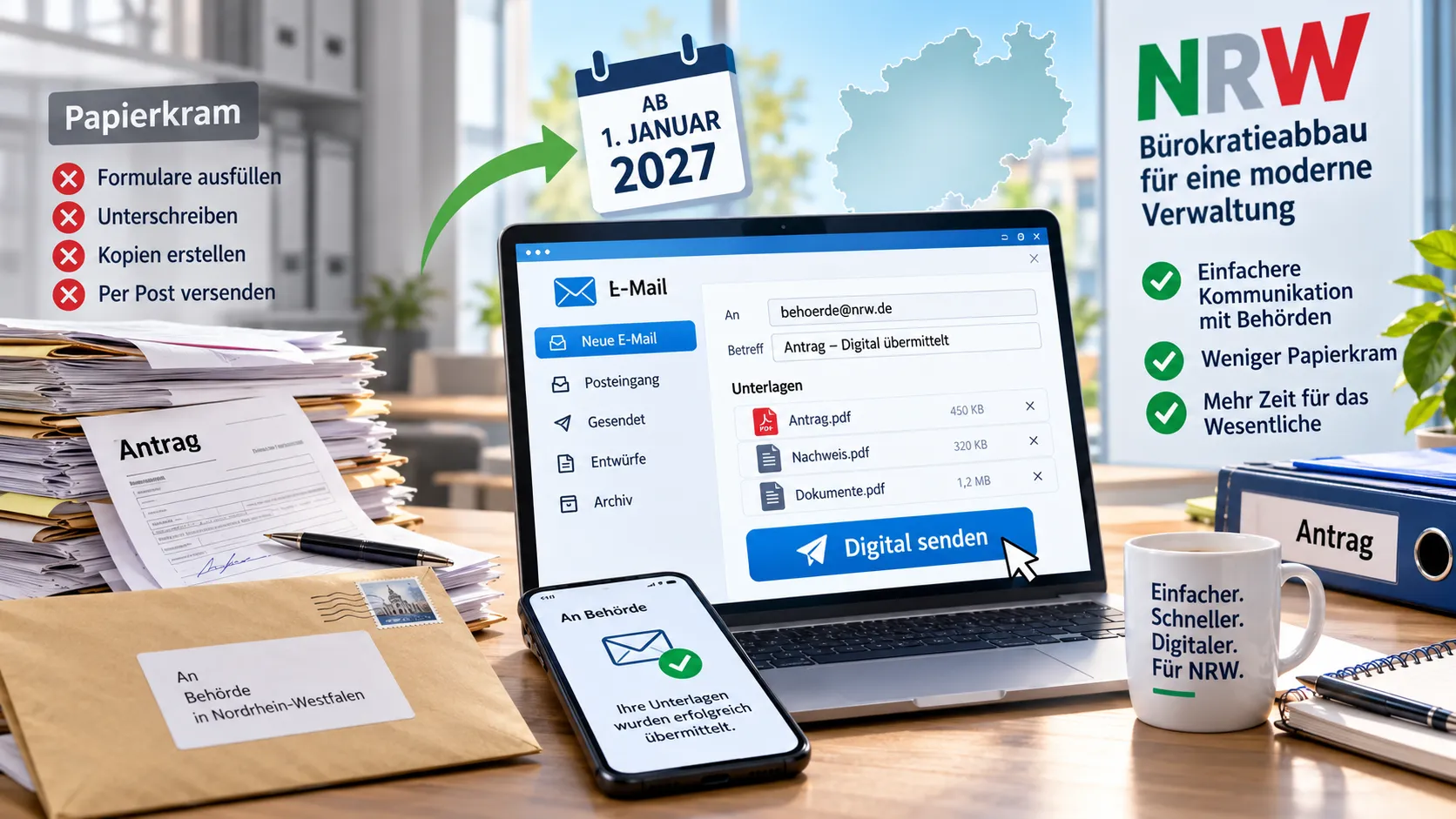 NRW'de 2027'den itibaren resmi işlemler değişiyor: E-posta yeterli olabilecek