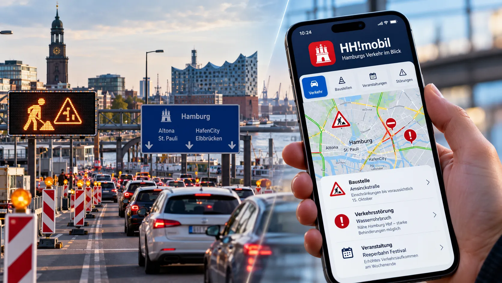 Hamburg'da sürücülere yeni uygulama: Yol çalışmaları telefondan öğrenilecek
