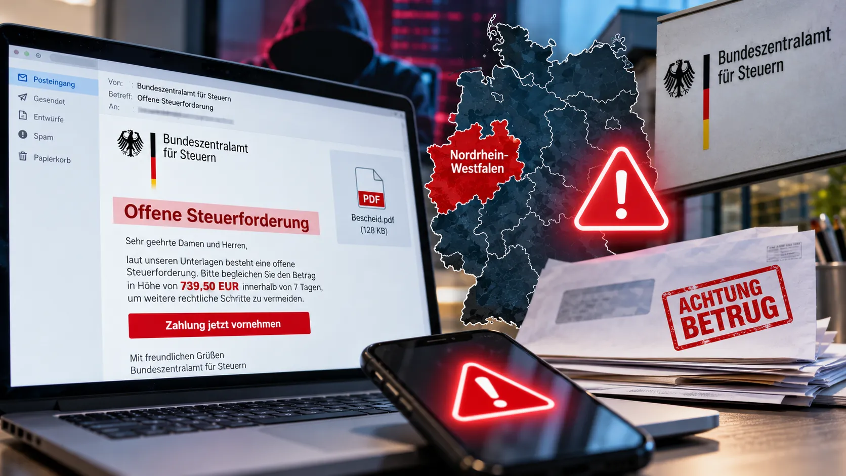 Almanya'da vergi dairesinden gelmiş gibi görünen e-postalara dikkat!