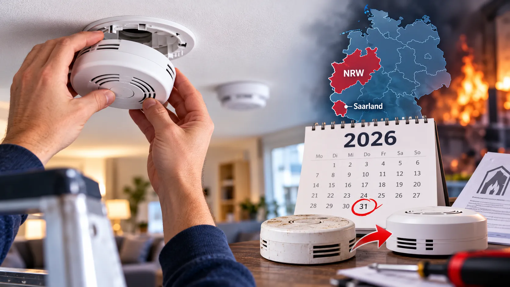 Almanya'da milyonlarca evde duman alarmı değişecek: NRW ve Saarland'da 2026 uyarısı