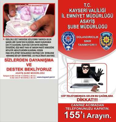 Kayseri'de emniyetin uyarıları, 1,5 milyon TL'yi dolandırıcılardan kurtardı
