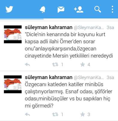 Erzincan Valisi'nden Özgecan tweeti